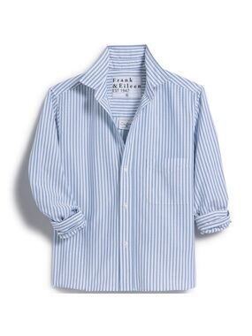 Frank & Eileen Silvio Untuckable Blue Stripe Button-Down Shirt Medium